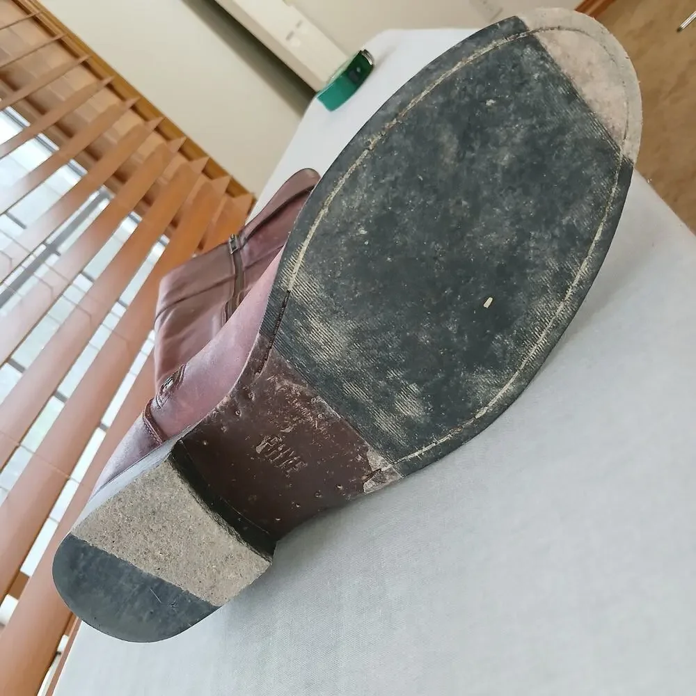 SINGLE LEFT FOOT ONLY Frye Molly Button Tall Boot 10B brown leather zip 1" heel - Picture 8 of 16